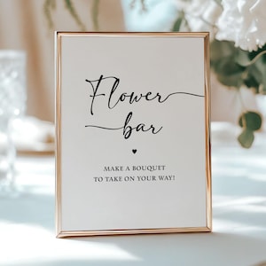 Minimalist Flower Bar Make a Bouquet Bridal Shower Sign Template, Self-Edit, BWM