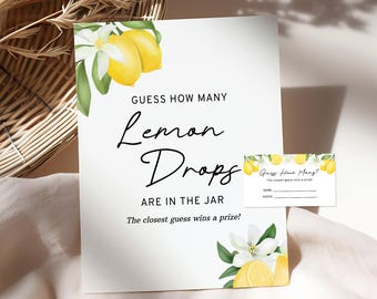 Lemon Citrus Guess How Many Lemon Drops Game Template, Self-Edit