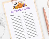 Halloween Candy Guessing Game Sheet, Spooky Party Game, Instant Download, HPO