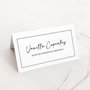 Minimalist Buffet Food Tent Labels Template, Self Edit, BWM