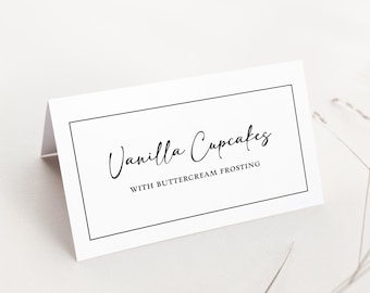 Minimalist Buffet Food Tent Labels Template, Self Edit, BWM