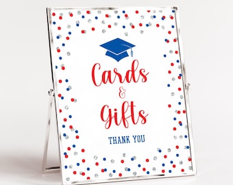 Patriotic Cards & Gifts Graduation Party Table Sign Template, Self-Edit
