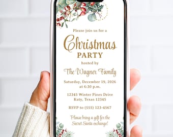 Editable Winter Christmas Party Evite Template, WCB