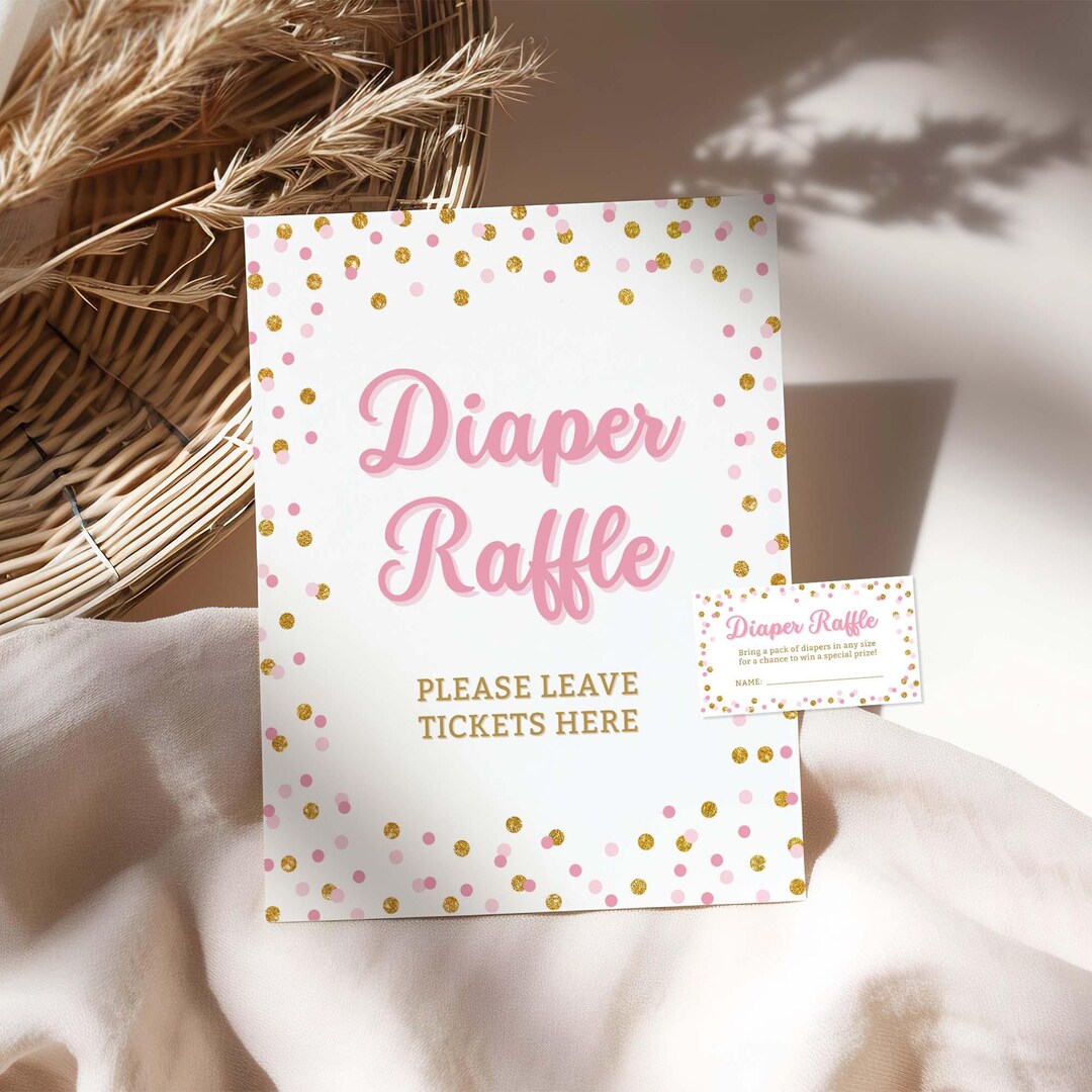 Pink Diaper Raffle Sign Pink and Gold Diaper Raffle Sign and Tickets (digital Download), PG1 - Etsy
