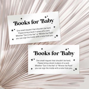 Modèle d'insertion de carte de livres rétro pour bébé, insertion d'invitation neutre modifiable, corjl, RW