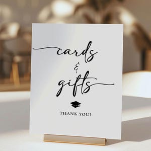 Cartes et cadeaux minimalistes signe de remise des diplômes, signe de table cadeau de fête des diplômés, 2 tailles, téléchargement immédiat, BWM