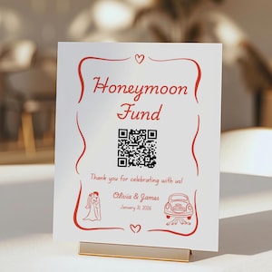 That's Amore Honeymoon Fund QR Code Template, Wedding Money Donation Sign, Self-Edit, Corjl, AM