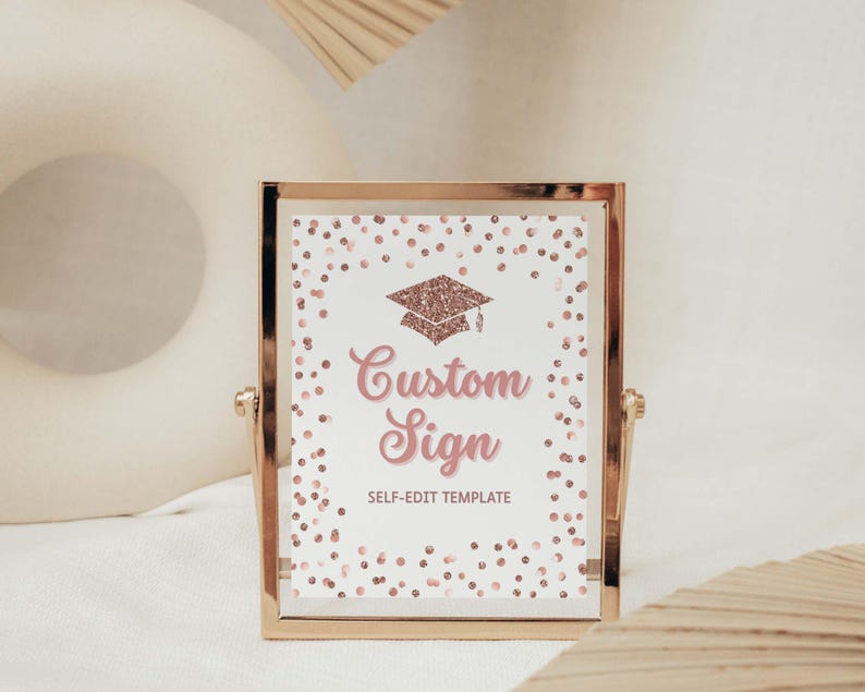 Template Rgr Rose Gold Custom Graduation Party Sign Template, Self Edit, Canva, RGR ...
