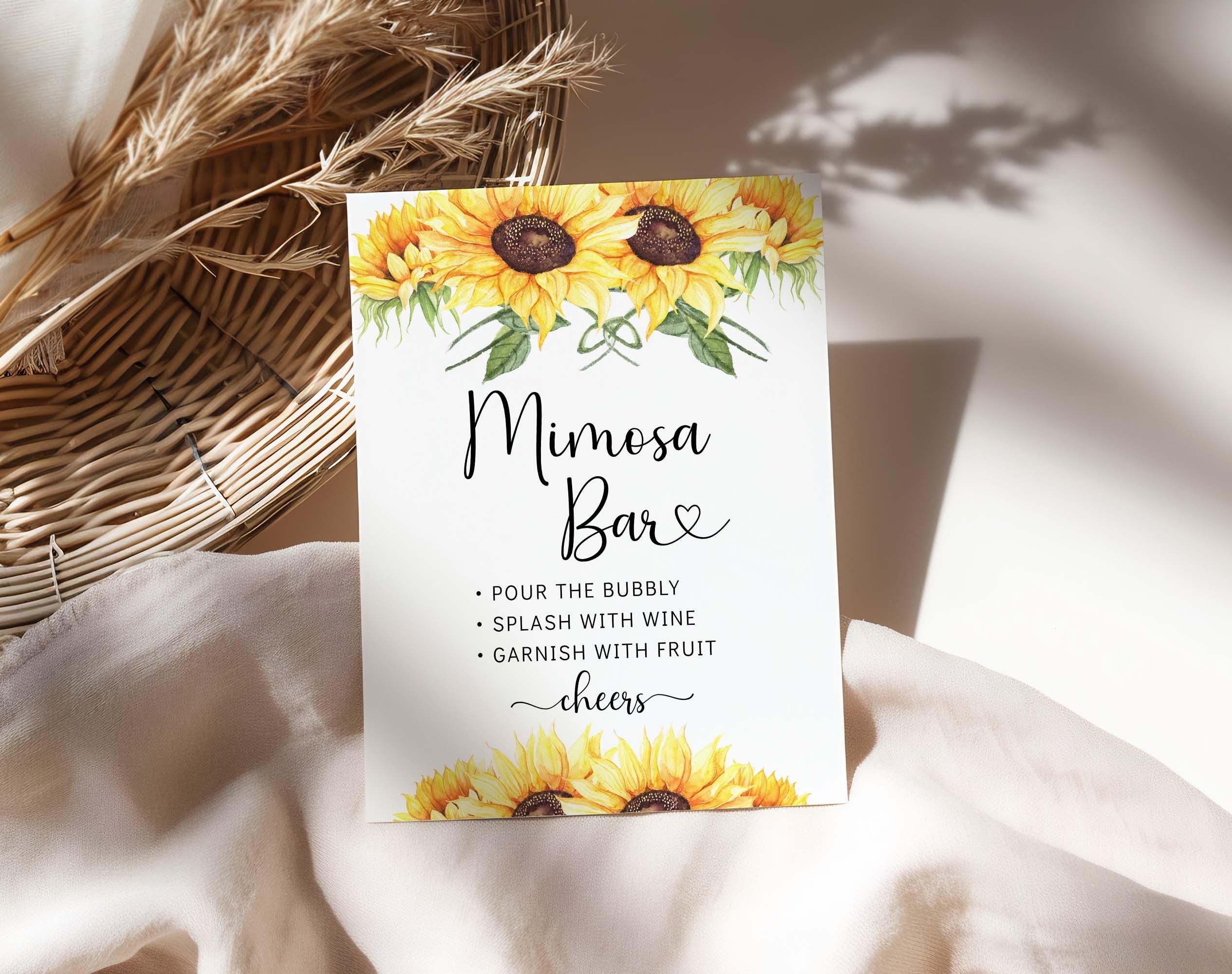Sunflowers Mimosa Bar Sign: Bridal Shower Decor (5x7 & 8x10