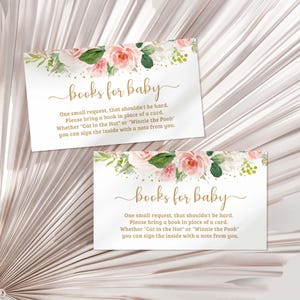 Bearbeitbare Bücher für Babypartyeinladung Insert-Vorlage, Blush Floral Gather Bücher, Corjl, BWF