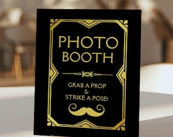 Set di 30 accessori per cabina fotografica ruggenti anni '20 completamente assemblati, con glitter neri e oro per selfie, forniture e decorazioni per feste a tema Grande Gatsby, graziosi disegni