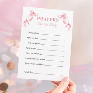 Pink Bow Baby Shower Game, Prayers for Baby (Instant Download)