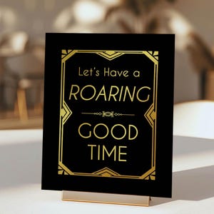 Gatsby Roaring 20s Party Sign: Printable Birthday Anniversary Decor (INSTANT DOWNLOAD, 5x7 & 8x10 inches)