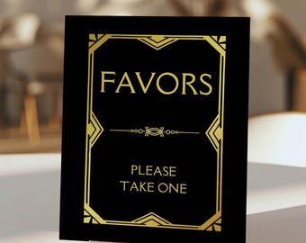 Plaque de table faveur Gatsby, anniversaire des années 20, signe d'anniversaire, 5 x 7 et 8 x 10, téléchargement immédiat