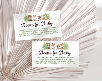 Woodland Animals Books for Baby Enclosure Card, Baby Shower, Instant Download
