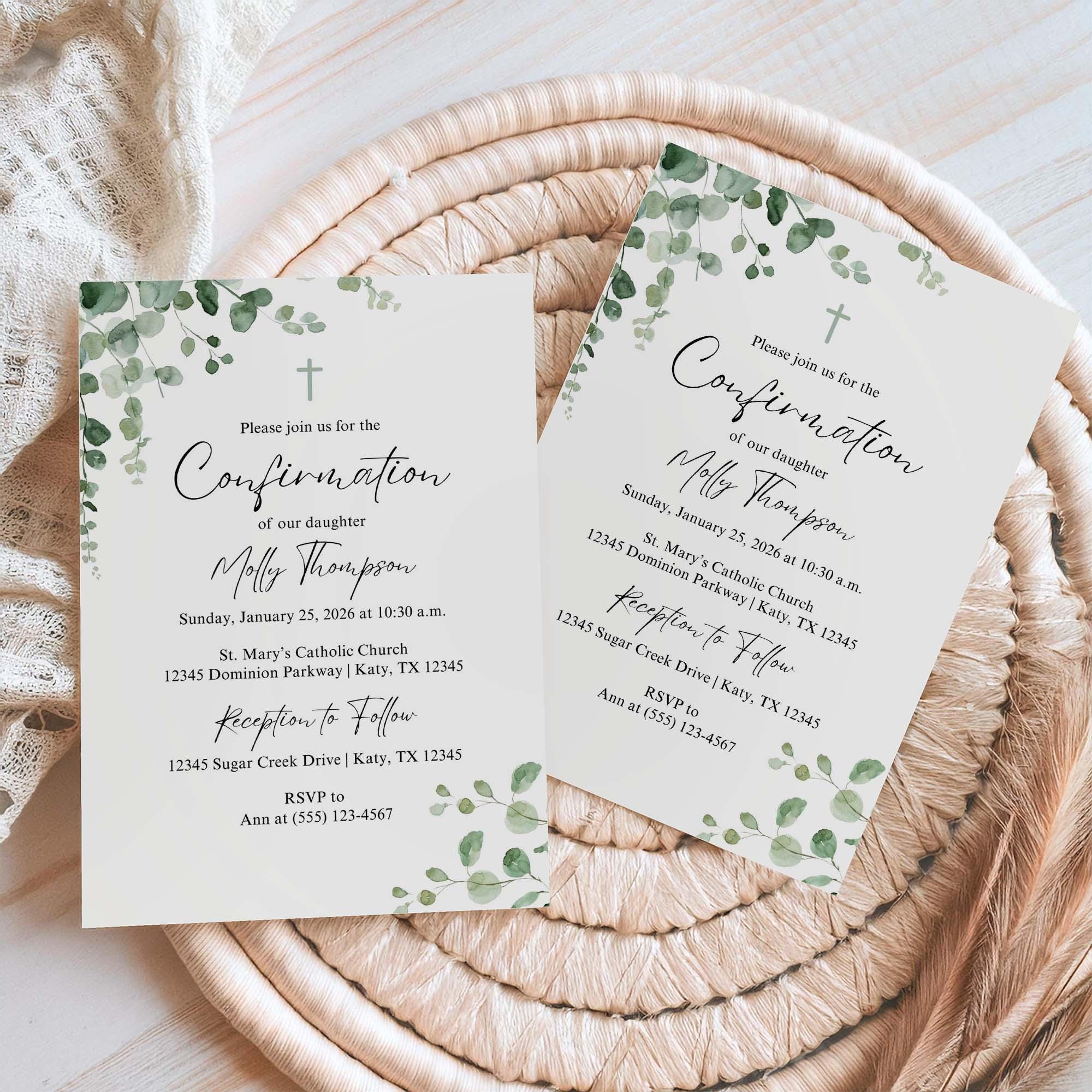 12 Biglietti D'Invito Formato A6 Con Foglie Acquerello: Eleganti Per Matrimonio, Compleanno E Festa - 5