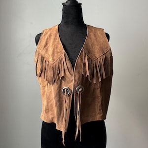 Vtg Leather Fringe Vest