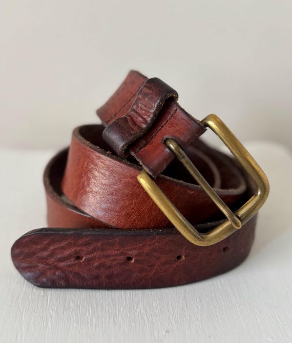 Vintage Eddie Bauer Leather Belt Brass Buckle - Etsy display picture 1