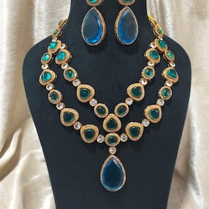 Sabyasachi Inspired Designer kundan Set, Multi Kundan Necklace, Kundan Bridal Choker Set, Customizable Kundan Bridal Sets, Royal Kundan Sets