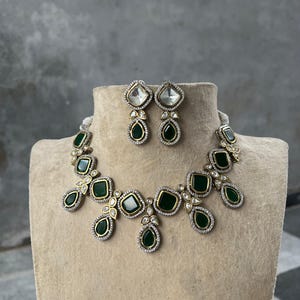 High Quality Uncut Polki Kundan Necklace with Earrings/ Wedding Necklace Set/ Sabyasachi Inspired Kundan Jewellery/ Indian Kundan Jewellery