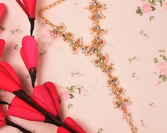 Bracciale Kundan Haathphool / Imbracatura per le mani placcata in oro antico