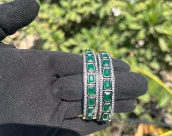 Moissanite Victorian Bangle | Kundan Polki, Indian Wedding Jewelry