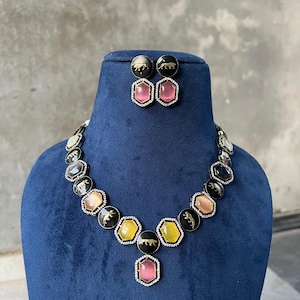 High Quality Uncut Polki Kundan Necklace with Earrings/ Wedding Necklace Set/ Sabyasachi Inspired Kundan Jewellery/ Indian Kundan Jewellery