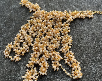 Kundan Haathphool: braccialetto da dito placcato in oro, imbracatura da sposa indiana