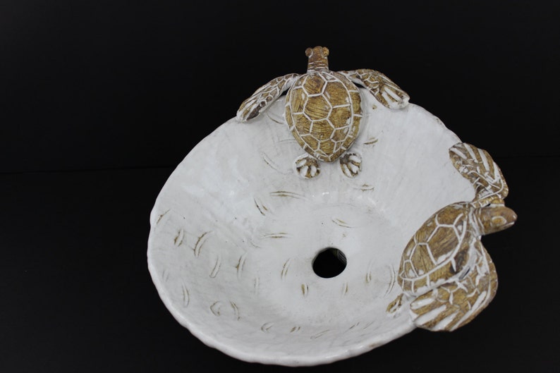 Large Hand made Ceramic Sea Turtle Vessel Sink by Shayne Greco Etsy