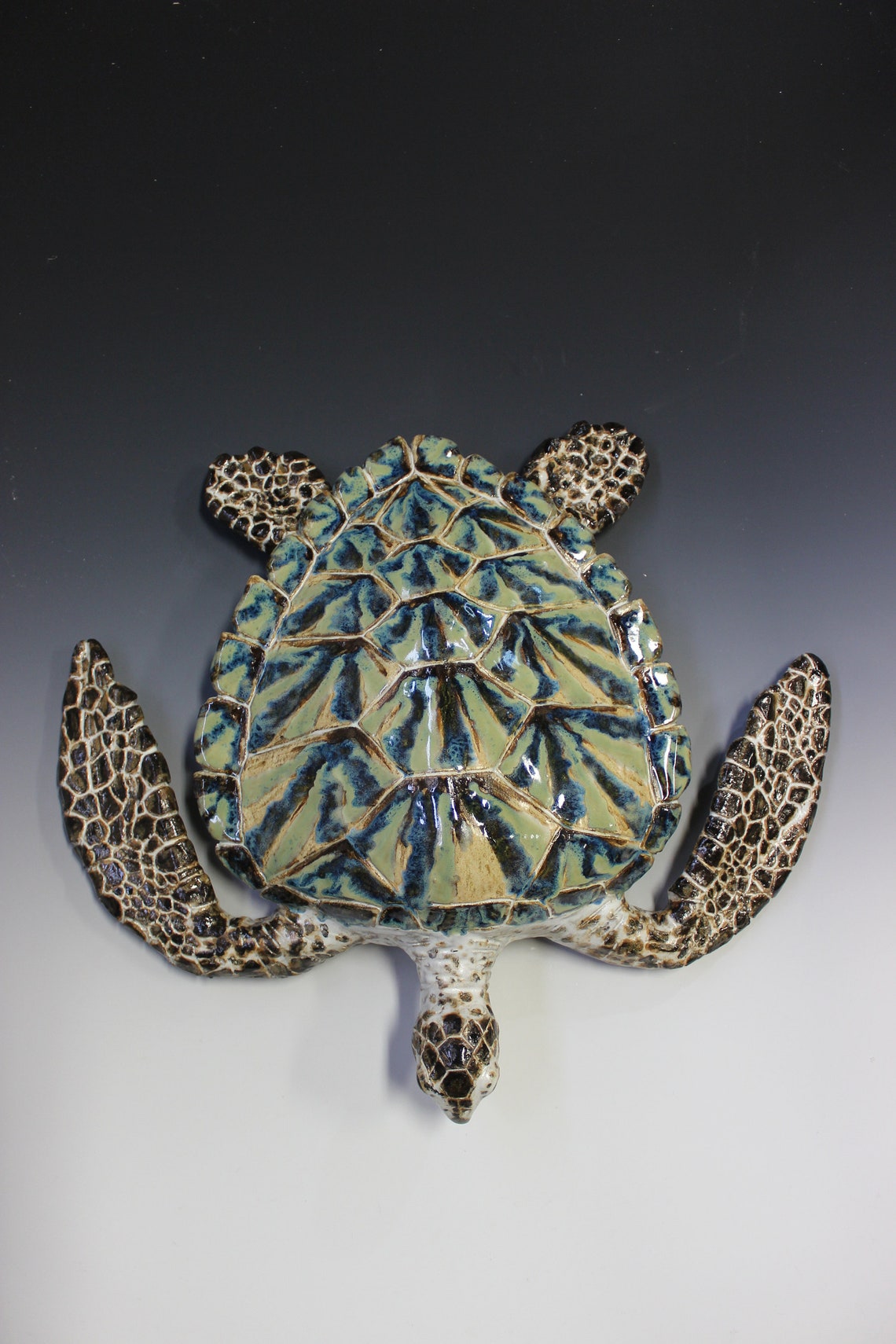Large Handmade Marbled Ceramic Sea Turtle Wall Hanging/coffee Table