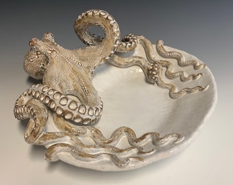 Large Ceramic Octopus Platter by Shayne Greco Beautiful Mediterranean Pottery