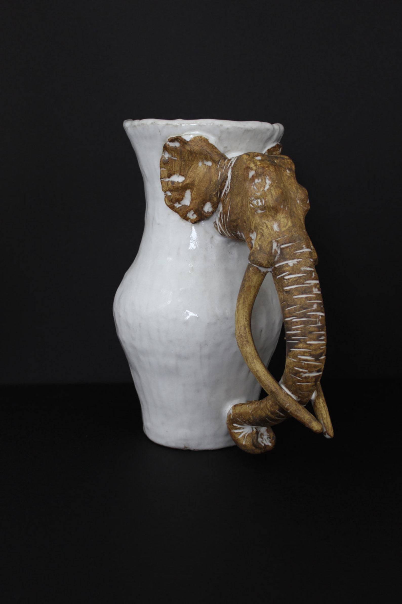 Large Ceramic Elephant Pitcher / Vase by Shayne Greco Etsy