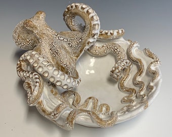 Large Ceramic Octopus Bowl by Shayne Greco Beautiful Mediterranean Pottery