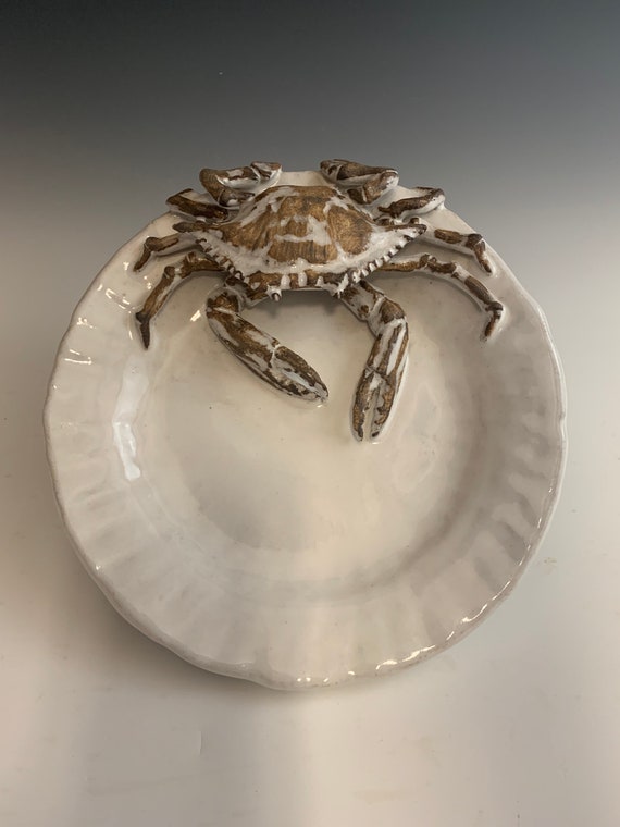 Ceramic Crab Plate by Shayne Greco Beautiful Mediterranean Glazed
