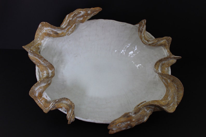Ceramic Double Eel Platter by Shayne Greco. Beautiful mediterranean glazed pottery. image 1