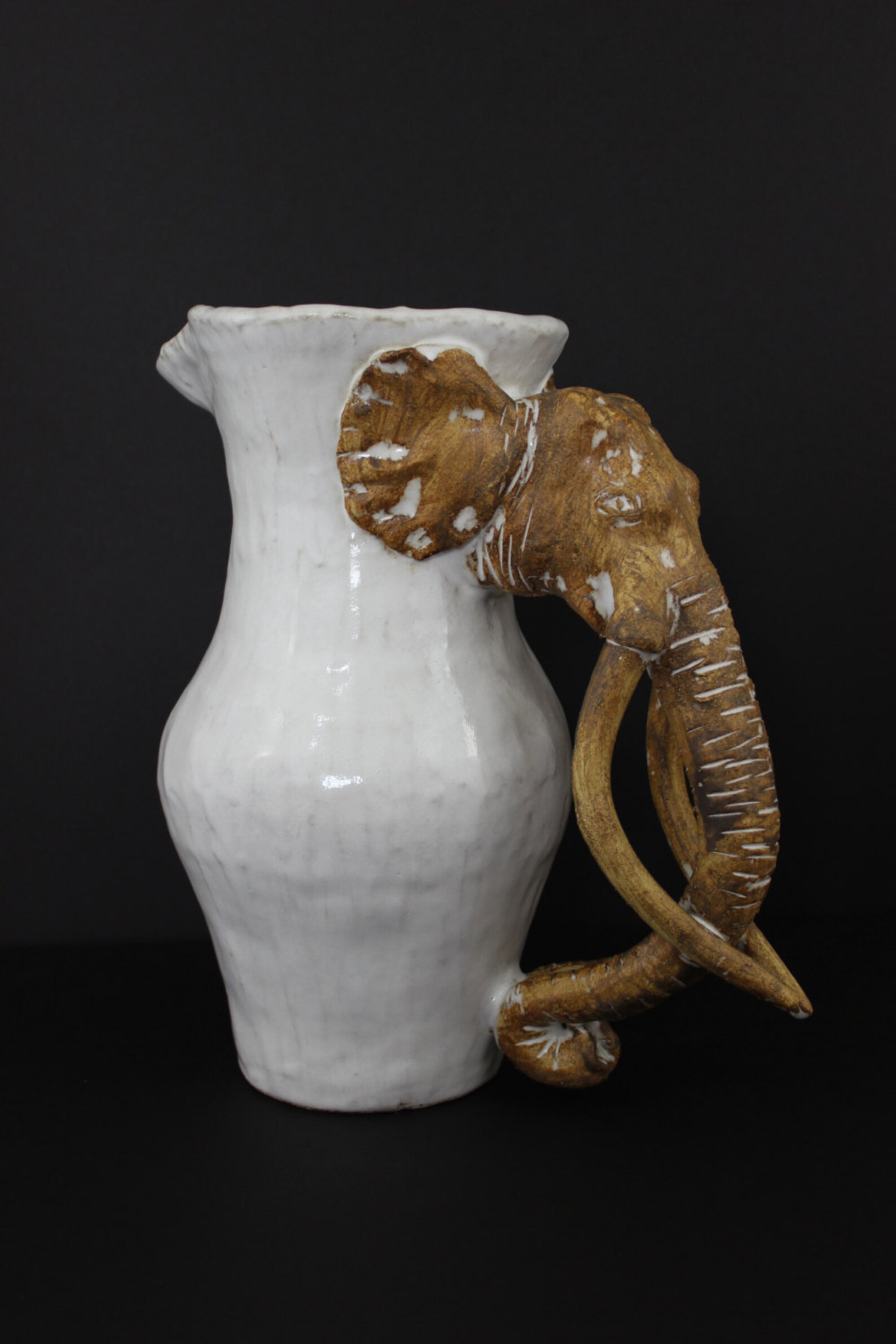 Large Ceramic Elephant Pitcher / Vase by Shayne Greco Etsy