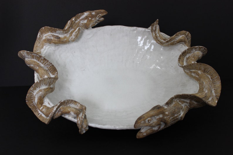 Ceramic Double Eel Platter by Shayne Greco. Beautiful mediterranean glazed pottery. image 3