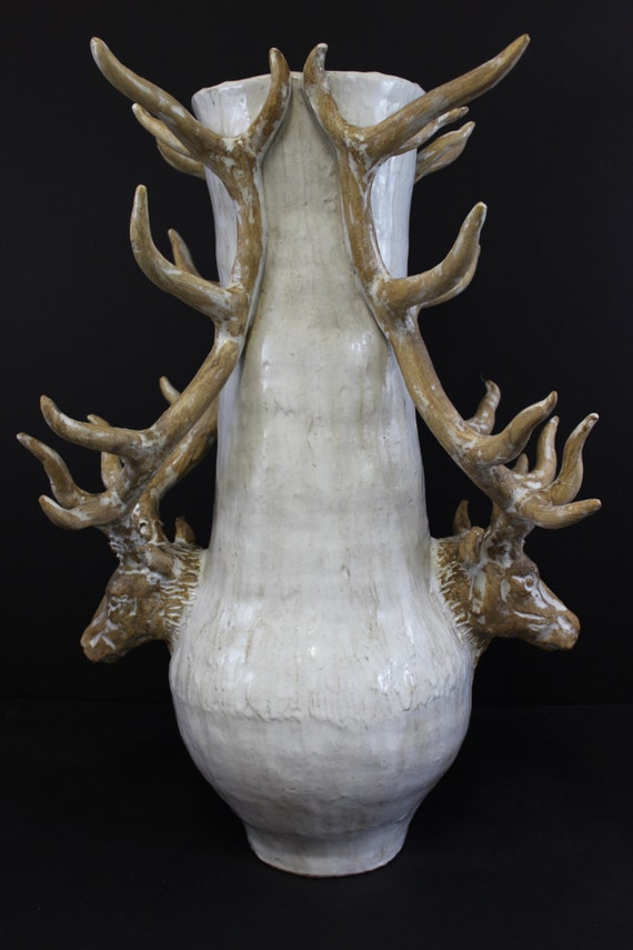Giant Ceramic Reindeer Vase, Hand-built Sculpture Pottery - Etsy