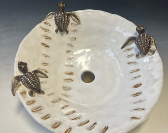 Handmade Ceramic Leatherback Sea Turtle Vessel Sink