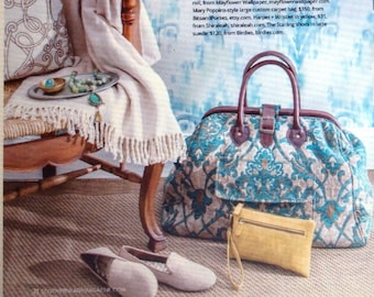 Wie im Southern Lady Magazin Mary Poppins Stil Teppich tasche, Türkis Chenille Damast, 1/2 Preis Versand