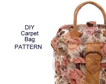 PATTERN for Carpet Bag Victorian Shabby Chic Mary Poppins Style Fitting 16 x 4.5 Tubular Spring Loaded Purse Frames