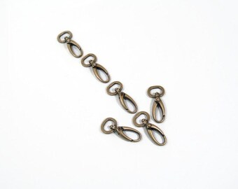 Large Eye Clasps Antique Brass Swivel 6 Pc Set