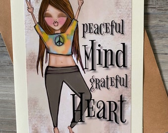 Yoga Art Blank card Art Print. Peaceful Mind