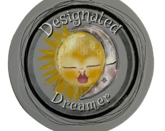 ORIGINAL ART design. Waterproof Sticker. Designated Dreamer 3 inch vinyl sticker. Sun moon stars