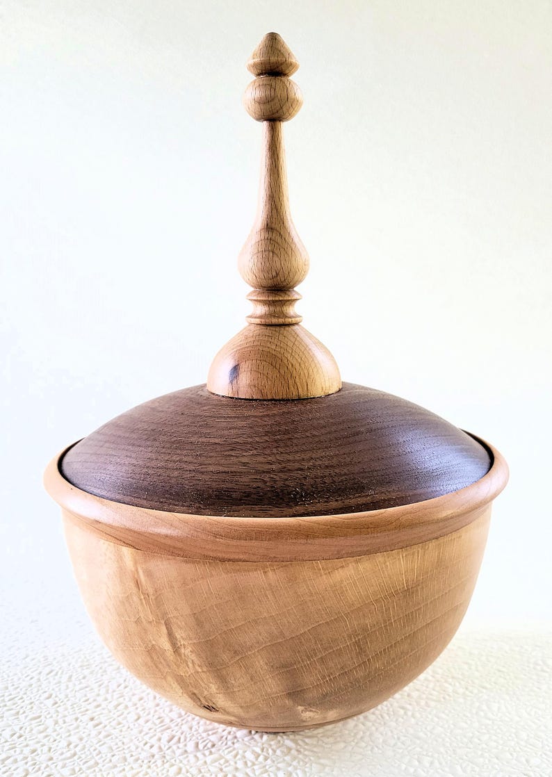 Lidded Maple Box With Black Walnut Top and Maple Finial - Etsy