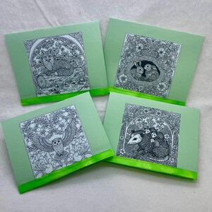 Conjunto de 4 cartões de amigos da floresta
