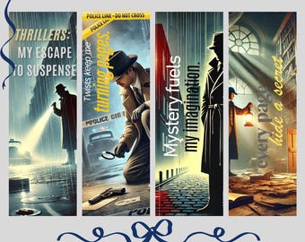 Thriller Bookmark Creations: Digital Art Set for Book Lovers