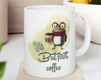 Cozy Frog Coffee Mug Wrap Sublimation Design, Watercolor Frog (Digital Download)