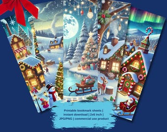 Christmas Digital Bookmark Set – Unique Festive Illustrations for Holiday Reading