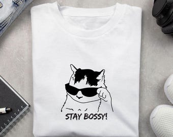 Bossy Cat with Sunglasses Design: Stay Cool Print (Digital Download)